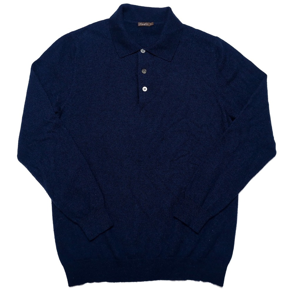J McLAUGHLIN Men's 100% Cashmere Polo Shirt Sweater Navy Blue Small S